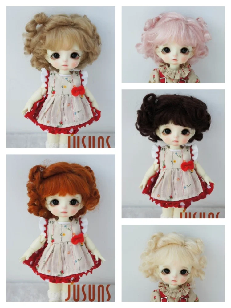 JD250 Popular Cute BJD Mohair Wig OB11 YOSD MSD SD Blythe Soft Wave Doll Hair From Size 5-6inch to 10-11inch Cheap Accessories