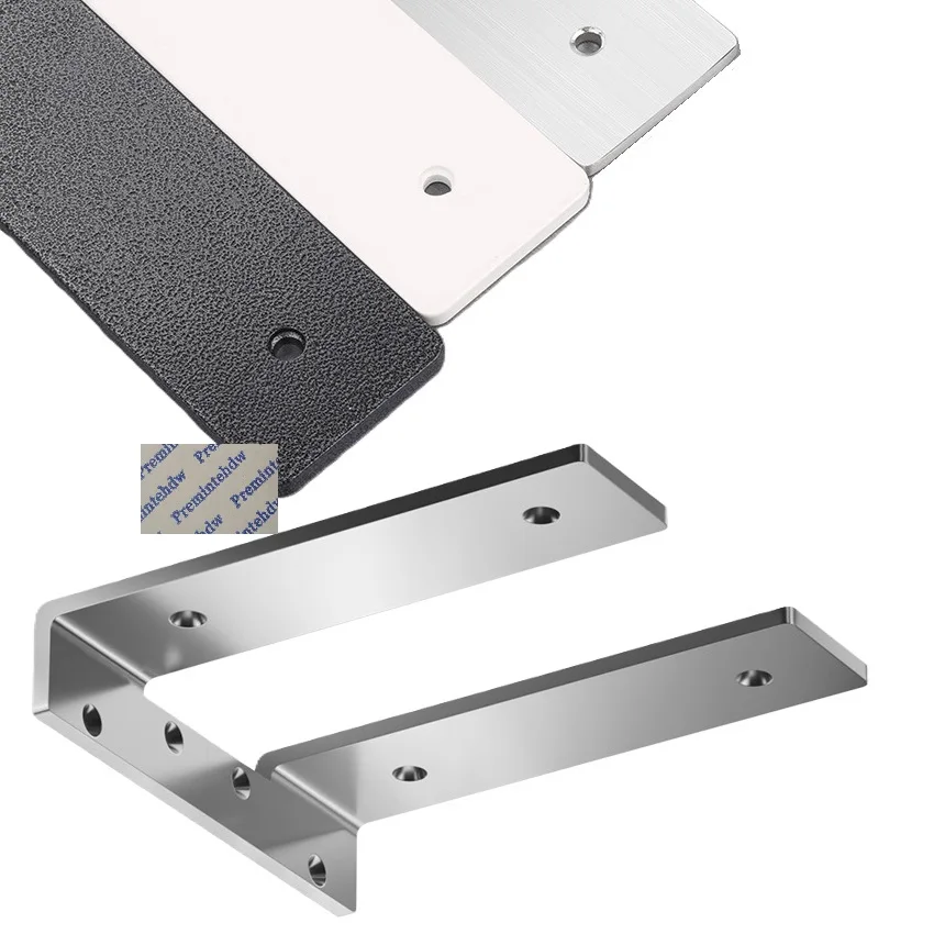 

1Piece Stainless Steel Double Bar Floating Wall Shelf Support Bracket White Black