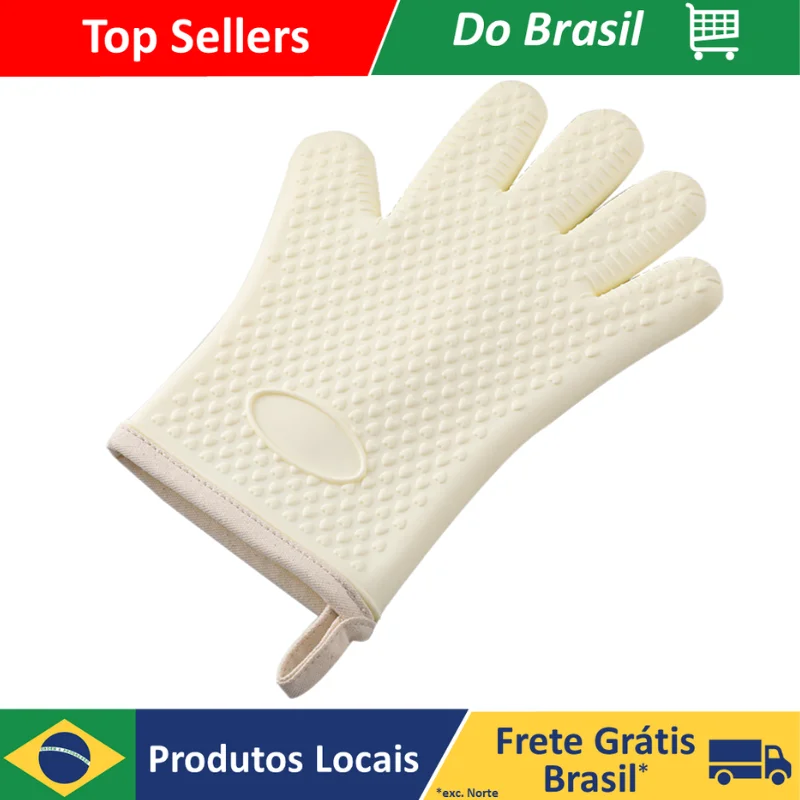 Silicone Thermal Insulation Gloves for Kitchen, High Temperature, Anti-Slip, Heat Resistant