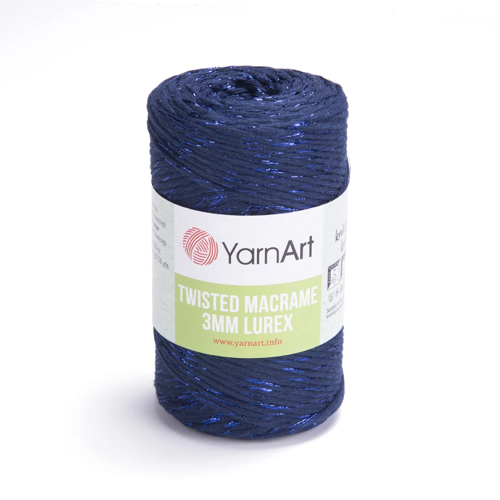 YarnArt Twisted Macrame 3 MM Lurex Cotton Hand Knitting Yarn - Basket - Mat - Cover - Cushion Cover - Bag - 195 Meters(250gr) - Polyester, Metallic