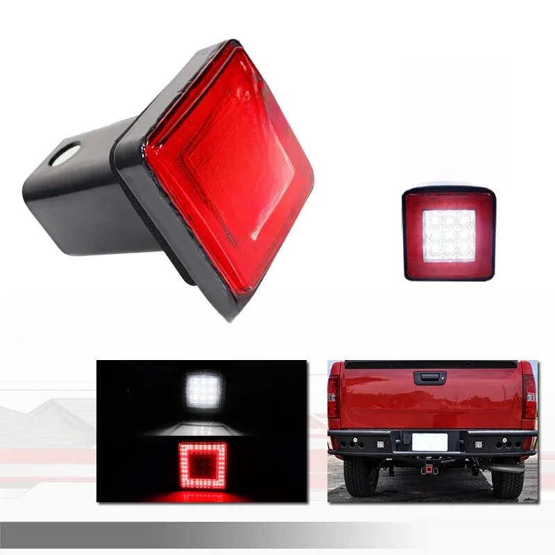 Czerwono-białe LED-owe światło tylne/stop, światło cofania do przyczepki do samochodów typu pickup, SUV, Jeep z gniazdem przyczepy klasy III 2"x2" — 2