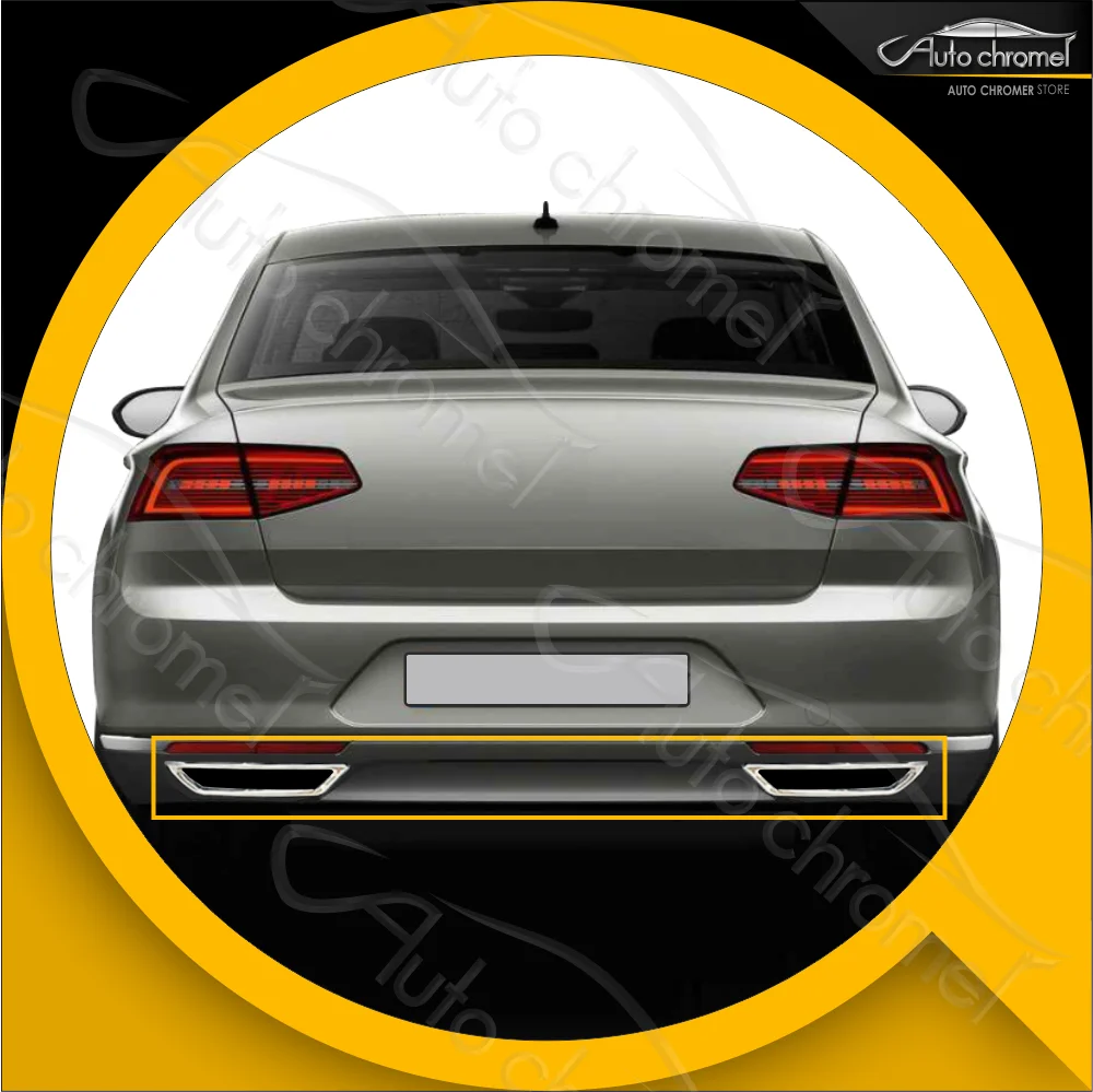 Dla VW Passat B8 Chrome rama dyfuzora wydechowego 2015-2019 akcesoria samochodowe ze stali nierdzewnej tylne RLine Tuning Highline TSU FSU TDI