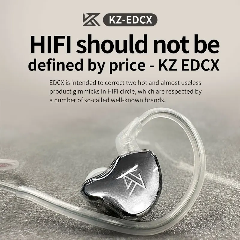 KZ EDCX Wired Earphone HiFi Stereo Bass Music Headphones Stage Live Monitor Sports Metal Earbuds Gaming Headset PK EDX ZSN PRO