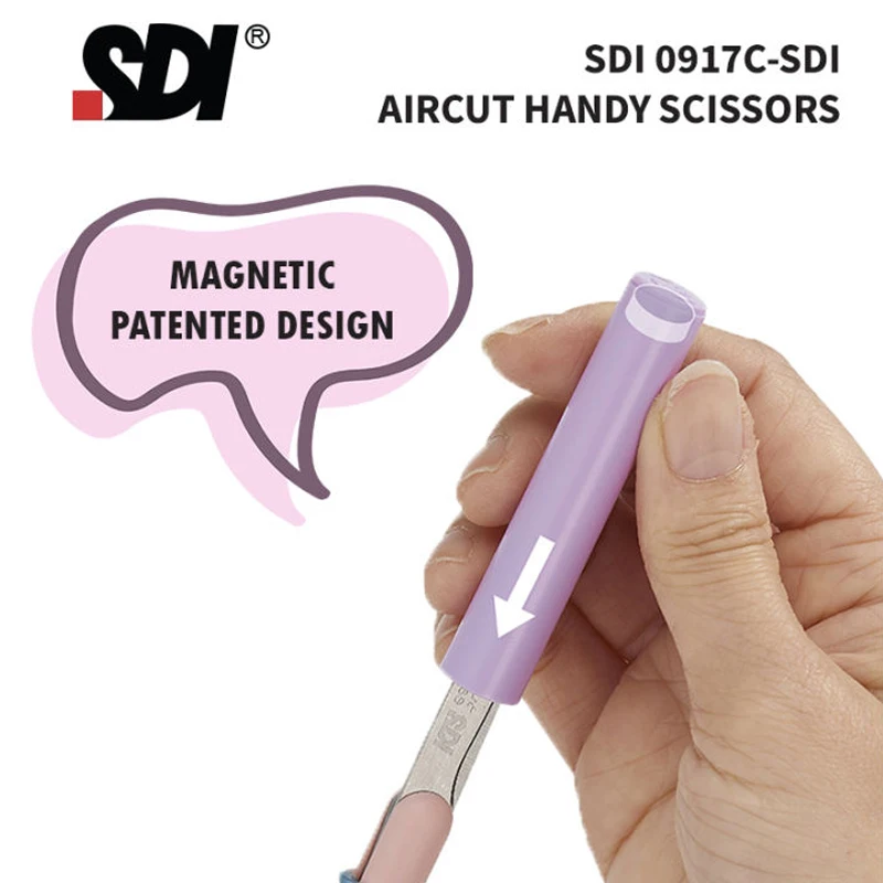 SDI Mini handy scissors 0917C magnetic self-locking labor-saving spring portable stainless steel round head safety scissors