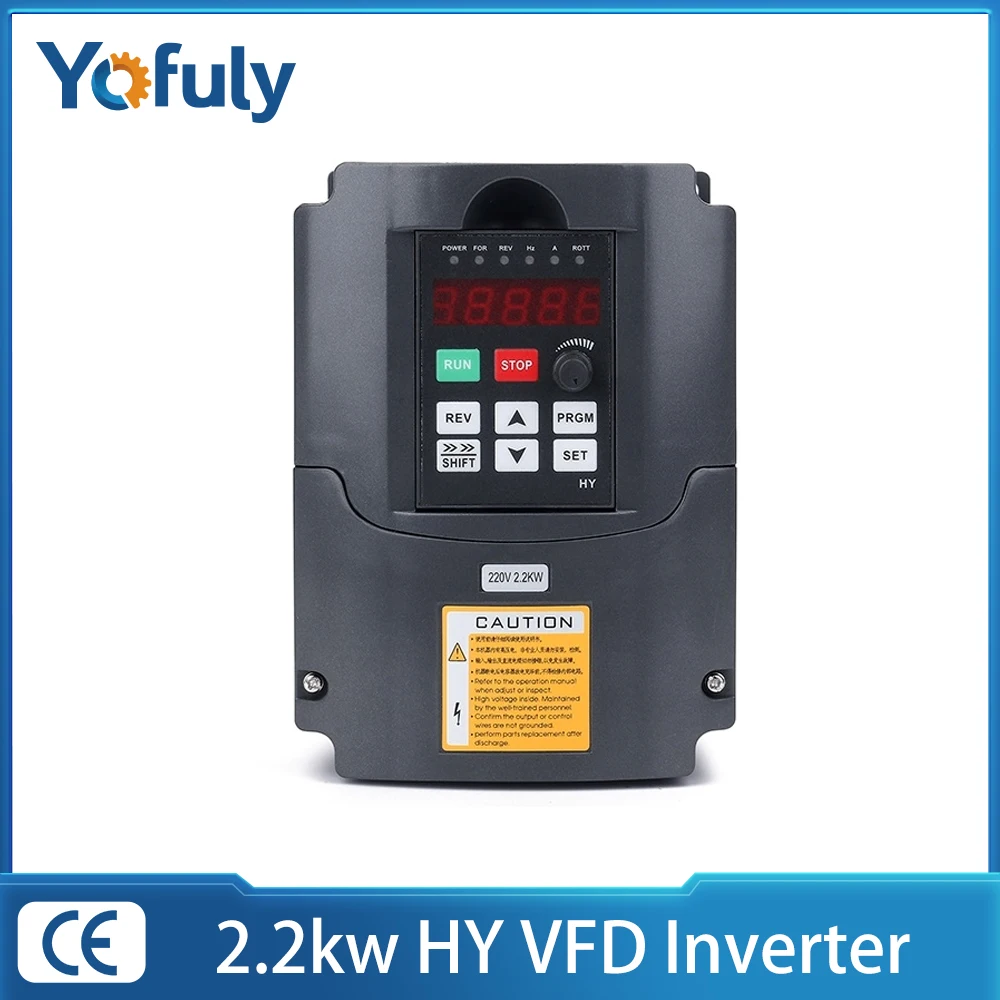 HY 1.5KW/2.2KW VFD Inverter 3 Phase Variable Frequency 110V/220V CNC Spindle Motor Speed Controller Driver 0-400Hz 3HP Output