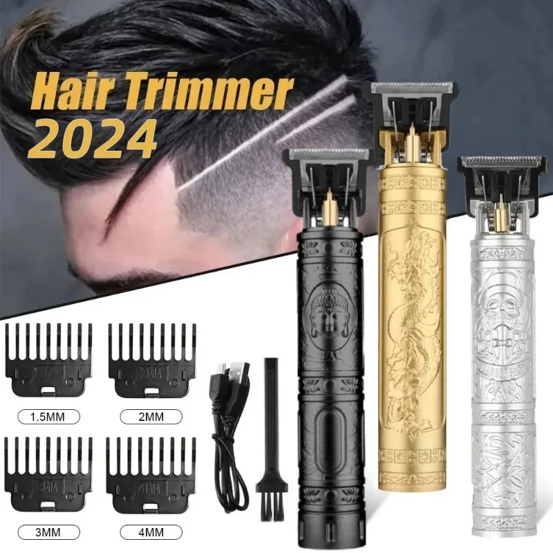 2024 New Retro T9 Hair Cutter Men\'S Electric Shaver Rechargeable Professional Hair Trimmer Beard Shaver Hair Clipper Hot Sale