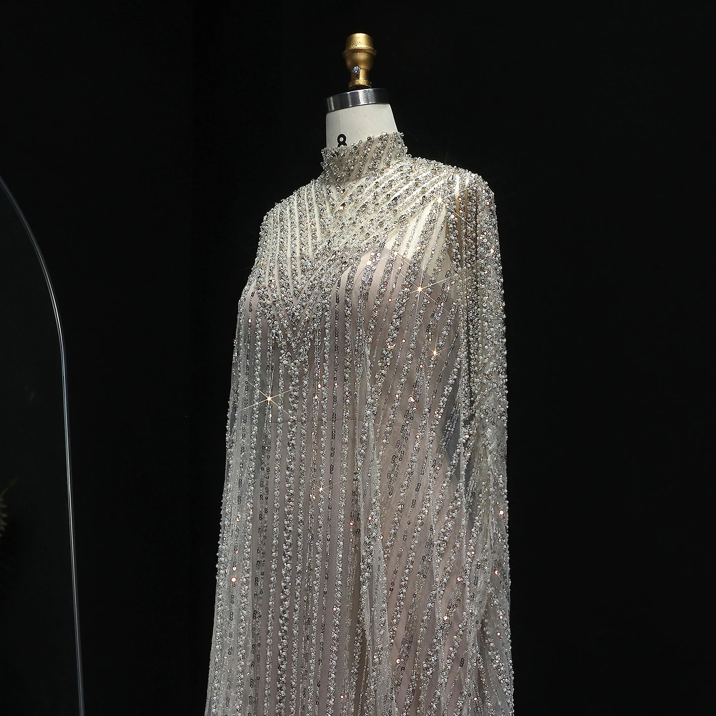 Sharon Said Glamouröser Dubai-Kaftan Abaya Abendkleid 2026 Elegante Hochzeits- und Festliche Party-Robe mit Cape SS691 Maßanfertigung – Detail 9