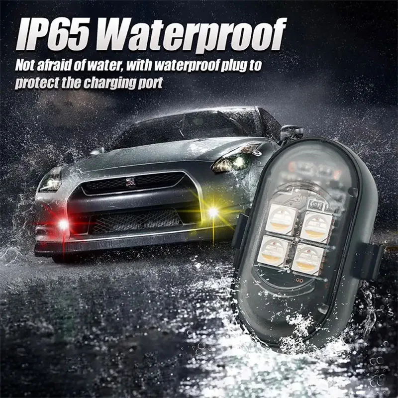 RGB Led Car Strobe Lights Wireless LED Flash Position 8 Colors Rechargeable Led Lights Anti-Collision LED Warning Light