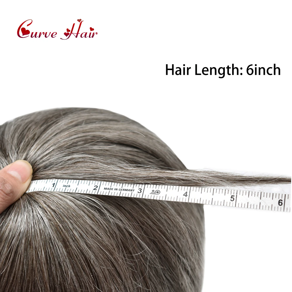 Gray Hair 0.1-0.12mm Indian Human Hair System Mens Wig All PU Injected Capillary Prosthesic Thin Skin Black Brown Blonde Toupee