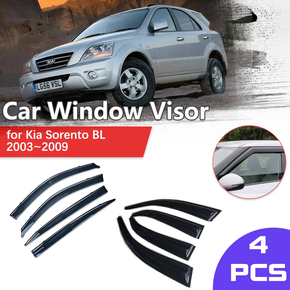 Car Window Visor Shelter for Kia Sorento BL 2003~2009 2004 2005 Rain Sun Eyebrow Vent Awning Smoke Deflector Guard Accessories