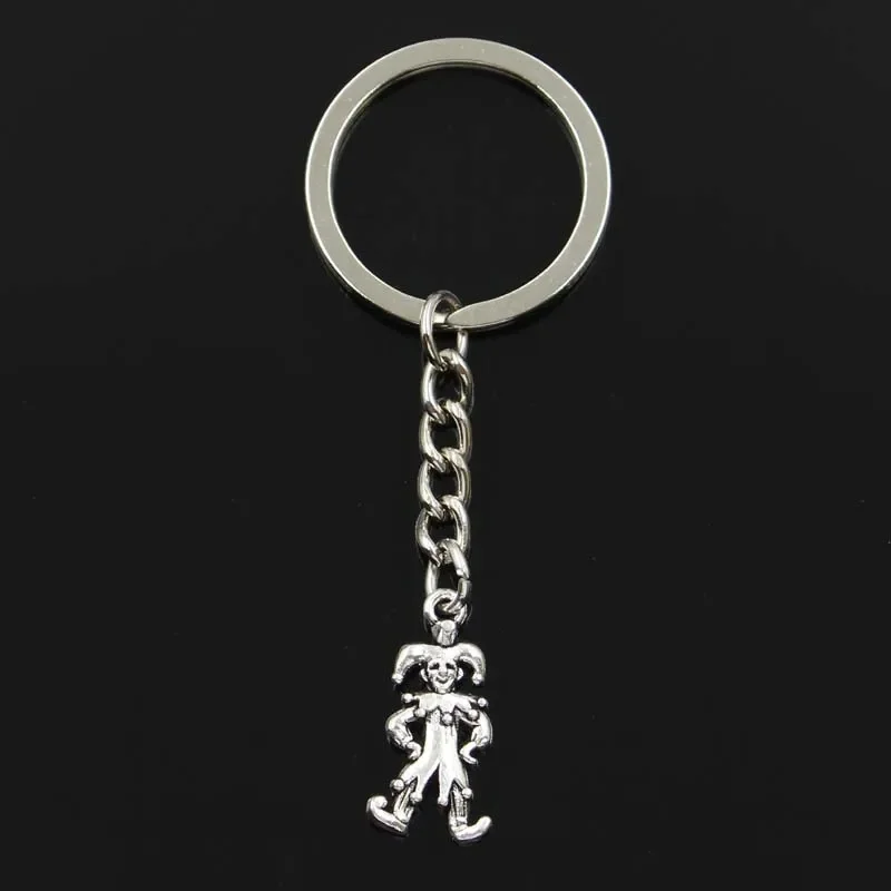 Moda Clown Joker Jester 25x12mm wisiorek 30mm brelok do kluczy brąz kolor srebrny mężczyźni prezent samochodowy pamiątki brelok Dropshipping — zdjęcie 2