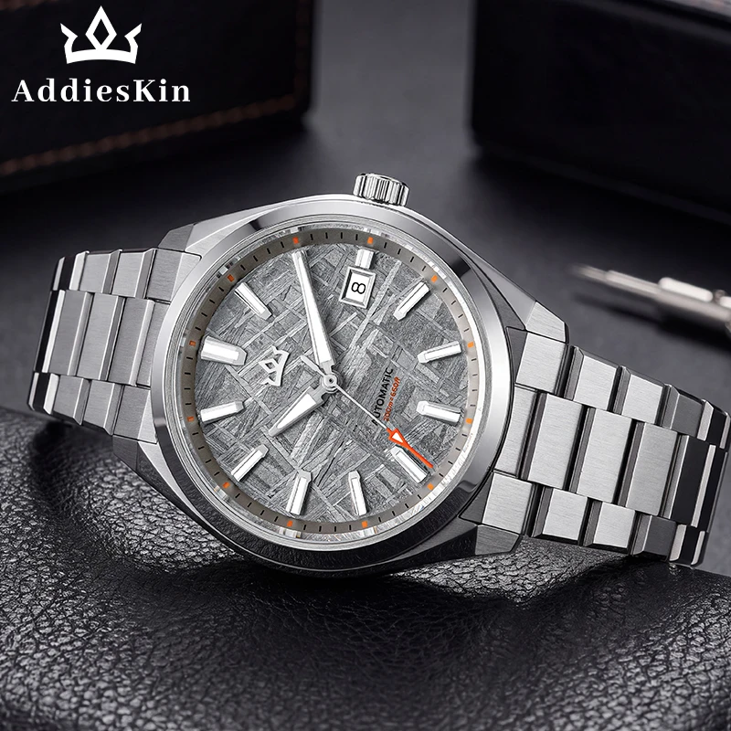 AddiesKin K020 Men's Luxury Watch ST2130 Automatic Movement Rare Meteorite Dial Cosmic Iron Pattern Screw Down Crown BGW9 200M
