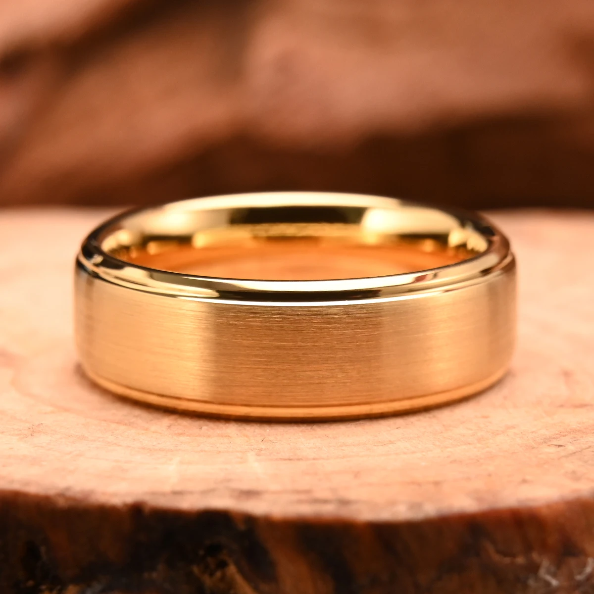 8MM/6MM Goldfarbener Wolframring Herren Eheringe Anillos Bague Homme Pareja De Modeschmuck Paar Verlobungsringe Geschenke – Detail 7