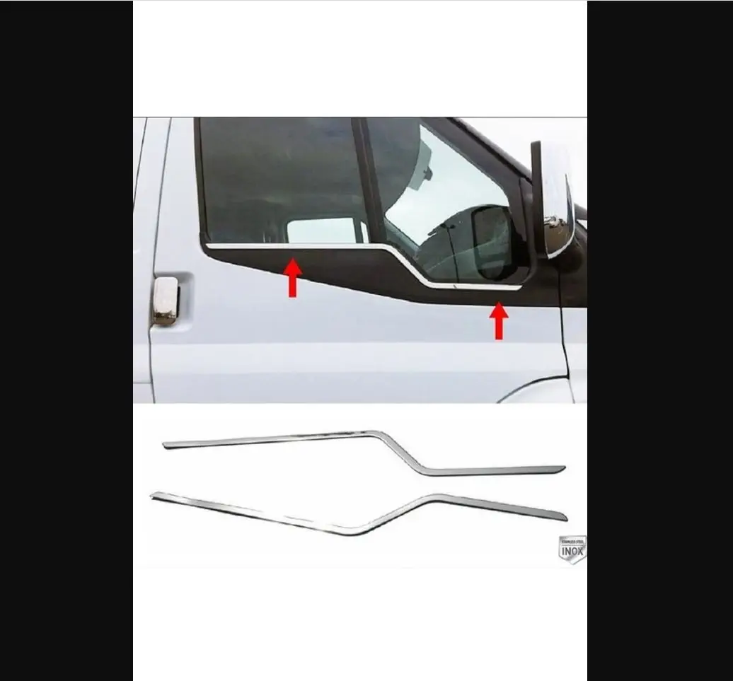 For Ford Transit Chrome Window Streamer 2 Pcs. 2000-2014 Stainless Steel (Thin) - Chromium Auto Styling Accessory Sport Shinny