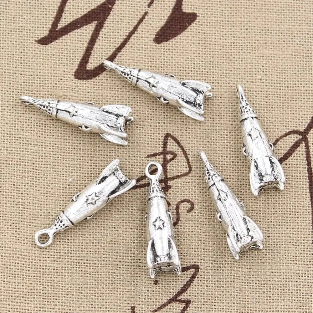 10 sztuk Charms rakieta statek kosmiczny pocisk w kierunku bramki 25x9mm wisiorek Handmade Making fit, w stylu Vintage TibetanBronze,DIY dla naszyjnik — zdjęcie 2