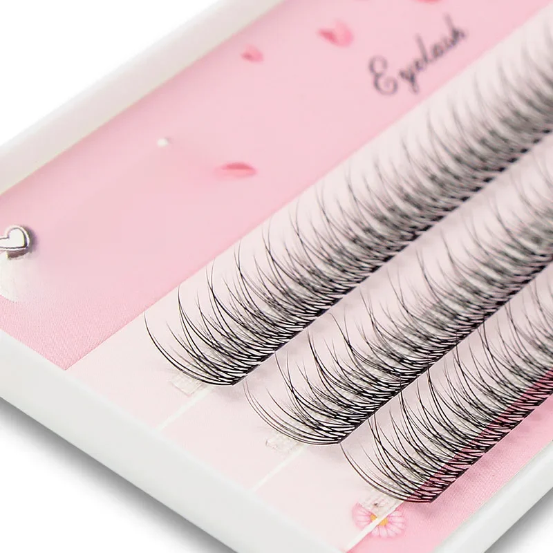 Kimcci 120 szt. Premium Mink Individual Dovetail Przedłużane Rzęsy Naturalne 3D Kępki Rzęs Profesjonalny Makijaż Rozkloszowane Rzęsy — zdjęcie 2