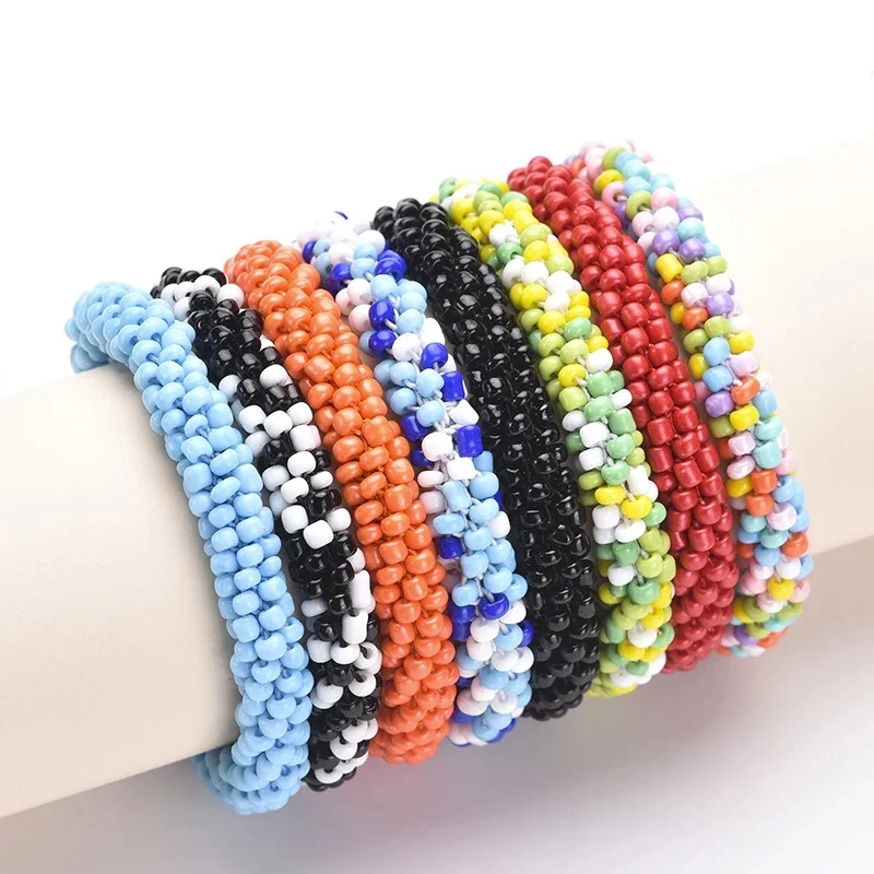 Kolorowa czeska elastyczna bransoletka dla kobiet koraliki ręcznie robione rozciągliwe bransoletki Boho Femme bransoletki biżuteria Pulseras Mujer — zdjęcie 2