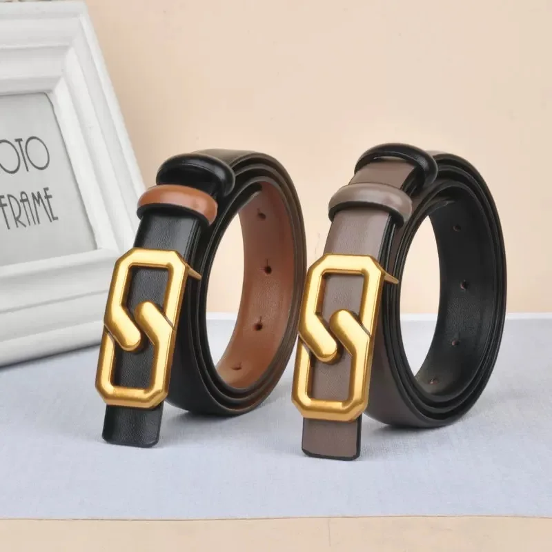 Fashion Women Reversible Genuine Leather Belt for Dresses Pants Jeans elegant Dress Belts luxury dual-use waistband