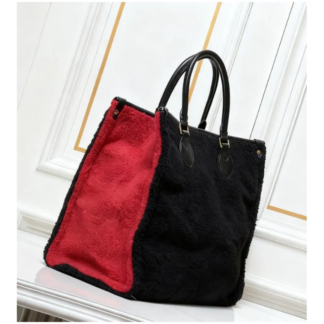 

2025 Winter New Style Women's Fashion Letter-Print Lamb-Mohair Handbag