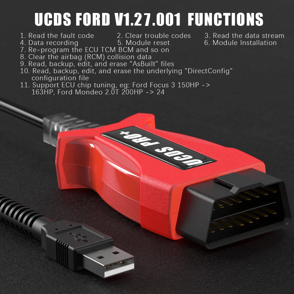 UCDS PRO+ Car Scan Tool for Ford UCDS Pro V1.27.001 Full Activated SW 1.27 With 35 Tokens Auto OBD2 Scanner Cable Adapters