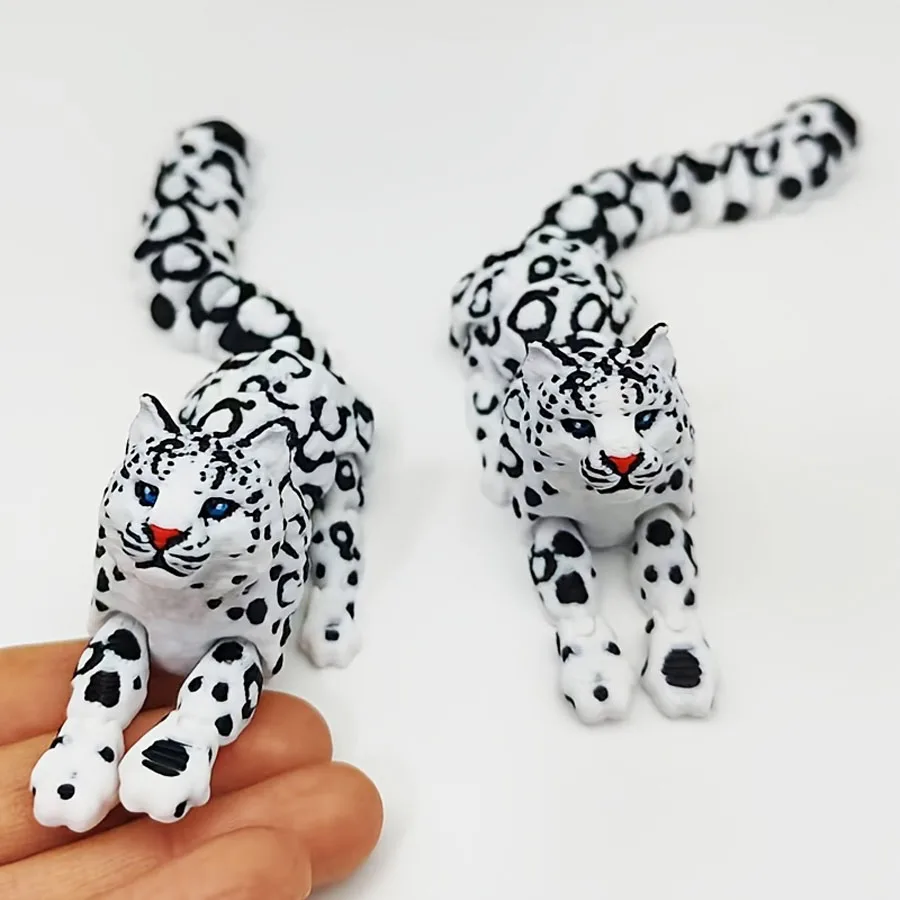 3/1 Pcs, 3D Printed Snow Leopard Statue, Creative Collectible Animal Figure for Easter Gift Home Desk Holiday Decor