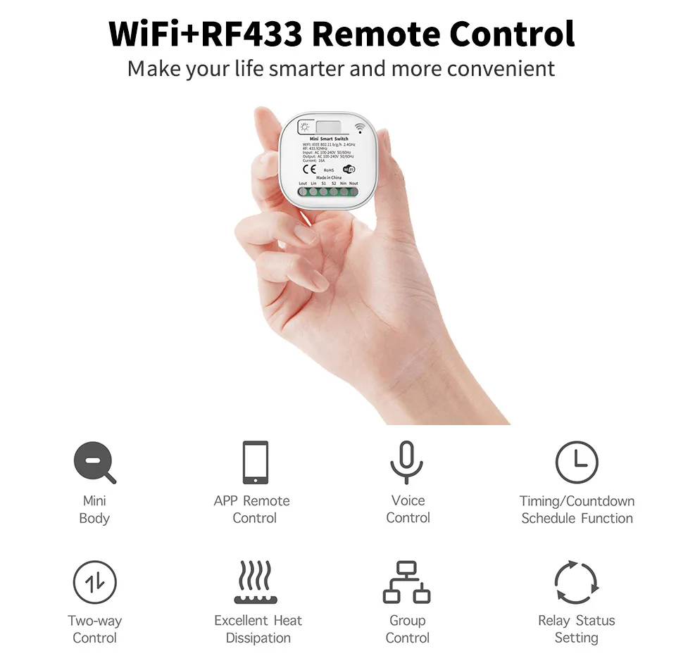 1/2 gang No Battery WiFi RF433 Switches Tuya Self Powered Kinetic Remote Control Wireless Switch Alexa Google Home Voice Control