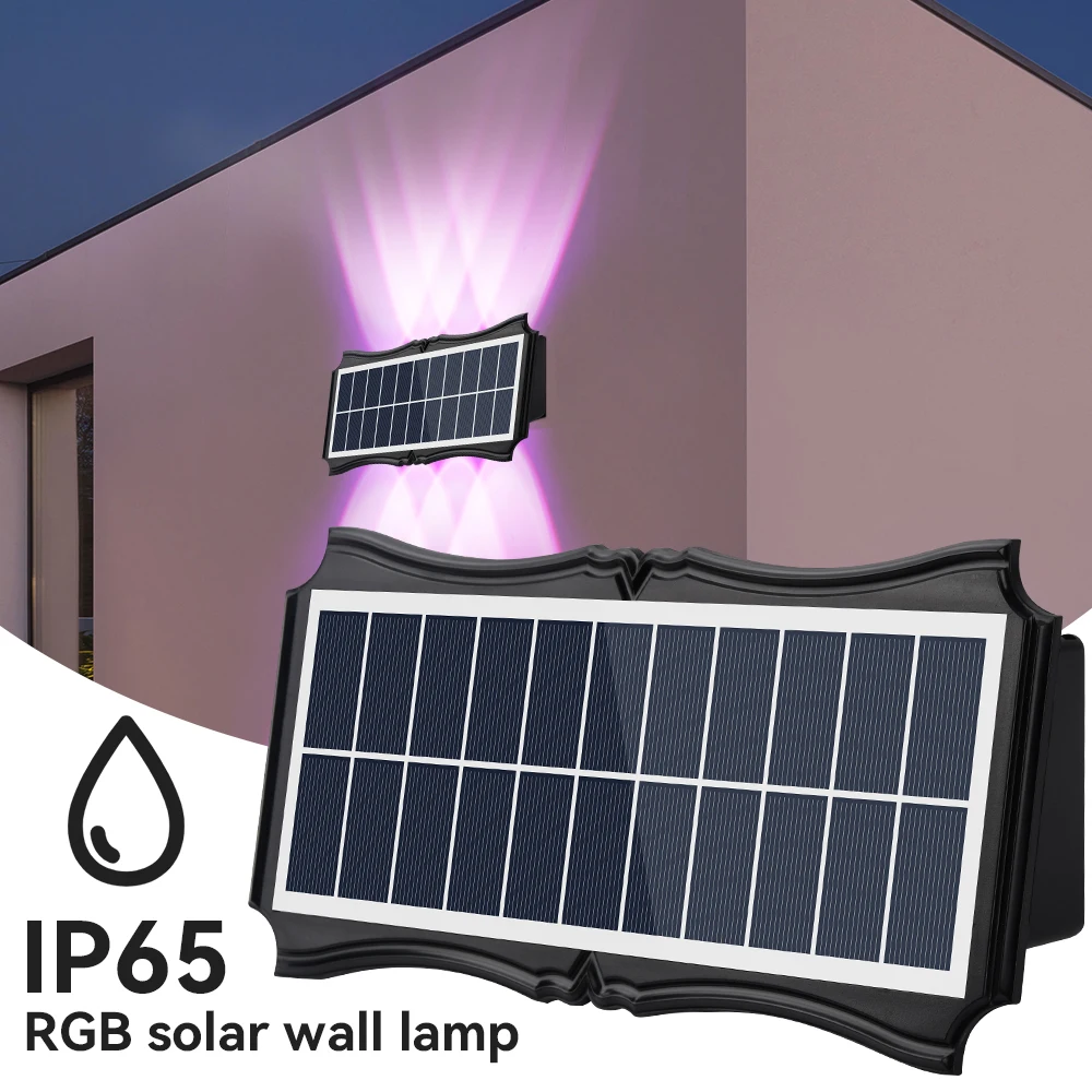 Solar wall washer light, wall light, outdoor garden garden landscape waterproof IP65, up and down luminous Optical lens