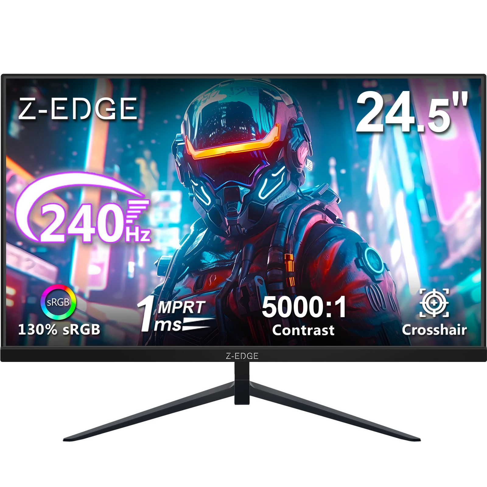 Z-EDGE 24,5-Zoll-Gaming-Monitor, 240 Hz, 1 ms MPRT, 1920 x 1080 Full HD, 16:9 VA-Panel, Kontrastverhältnis 5000:1, FreeSync, HDR, 350 cd/m² Helligkeit, flimmerfrei & Low Blue Light, VESA-kompatibel