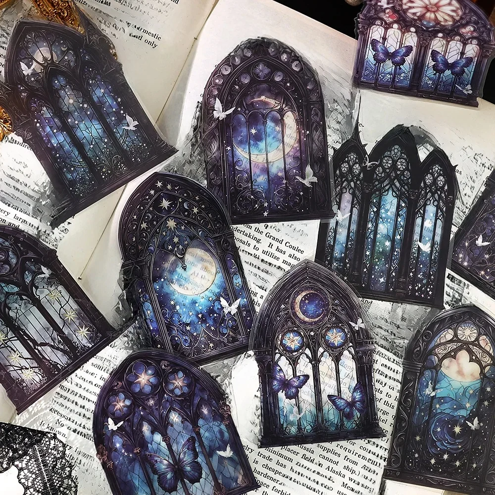JIANQI 10 sztuk kwiaty naklejka na okno materiały PET kolaż śmieci dziennik DIY artykuły do ​​scrapbookingu estetyka naklejka dekoracyjna — zdjęcie 2