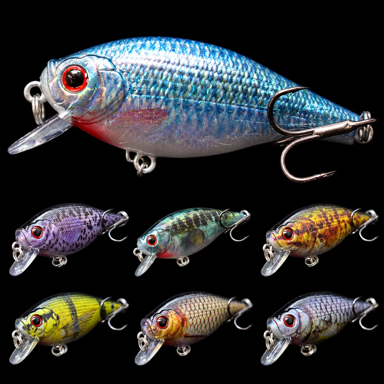 Wlure Fishing Lure 6.5cm 7.4g Lifelike Painting Upgraded Hooks Flat Body Wide Wobble Floating Hard Bait Variant Colors HC547