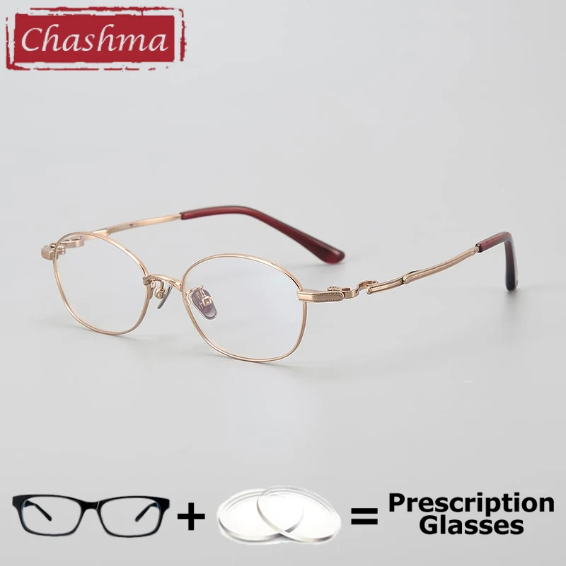 Women Pure Titanium Eyeglasses Top Quality High Prescription Ready Glasses Frame Lightweight Eyewear Spectacles 145mm Temples