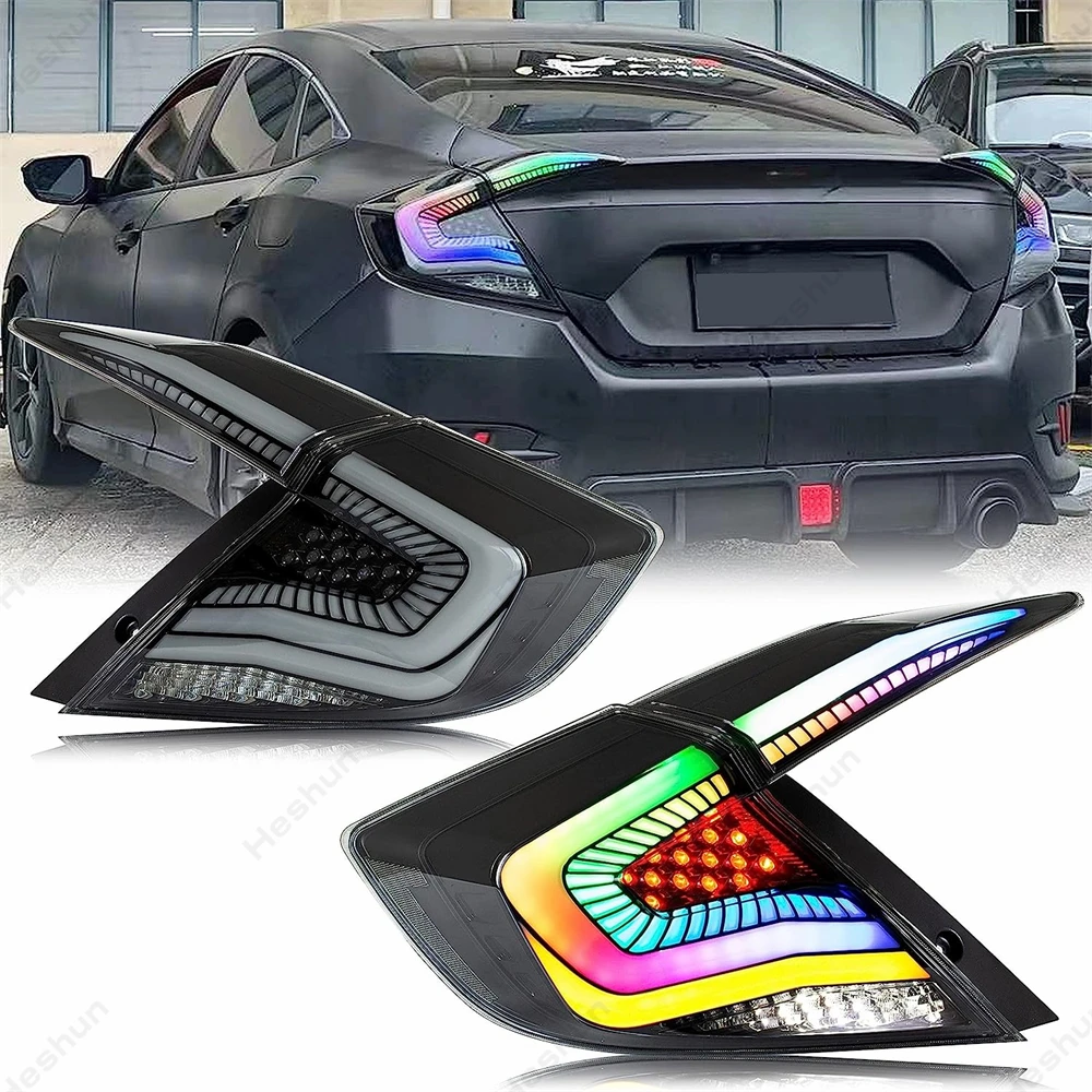 

For Honda Civic 10th Gen Sedan 2016 -2021 Tail Lights RGB Color Taillamp Taillight Rear Light Lamps Full LED Dynamic Sequential