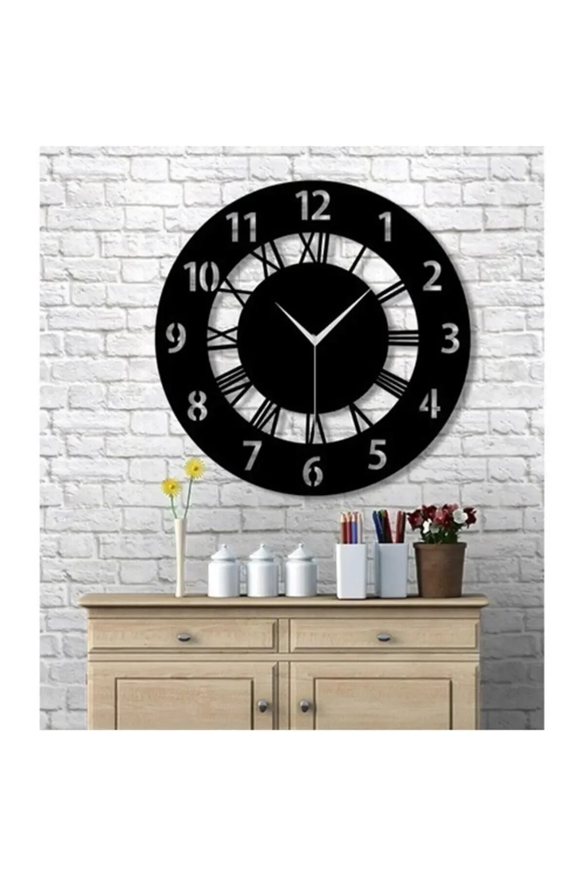 

Time Collection Latin and Roman Numeral Wooden Decorative Wall Clock (Black)