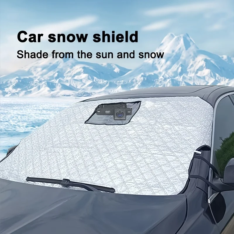 Auto-Windschutzscheiben-Schneeabdeckung Sonnenschutz Anti-Eis UV-Schutz Frontscheiben-Halbabdeckung mit Kameraöffnung