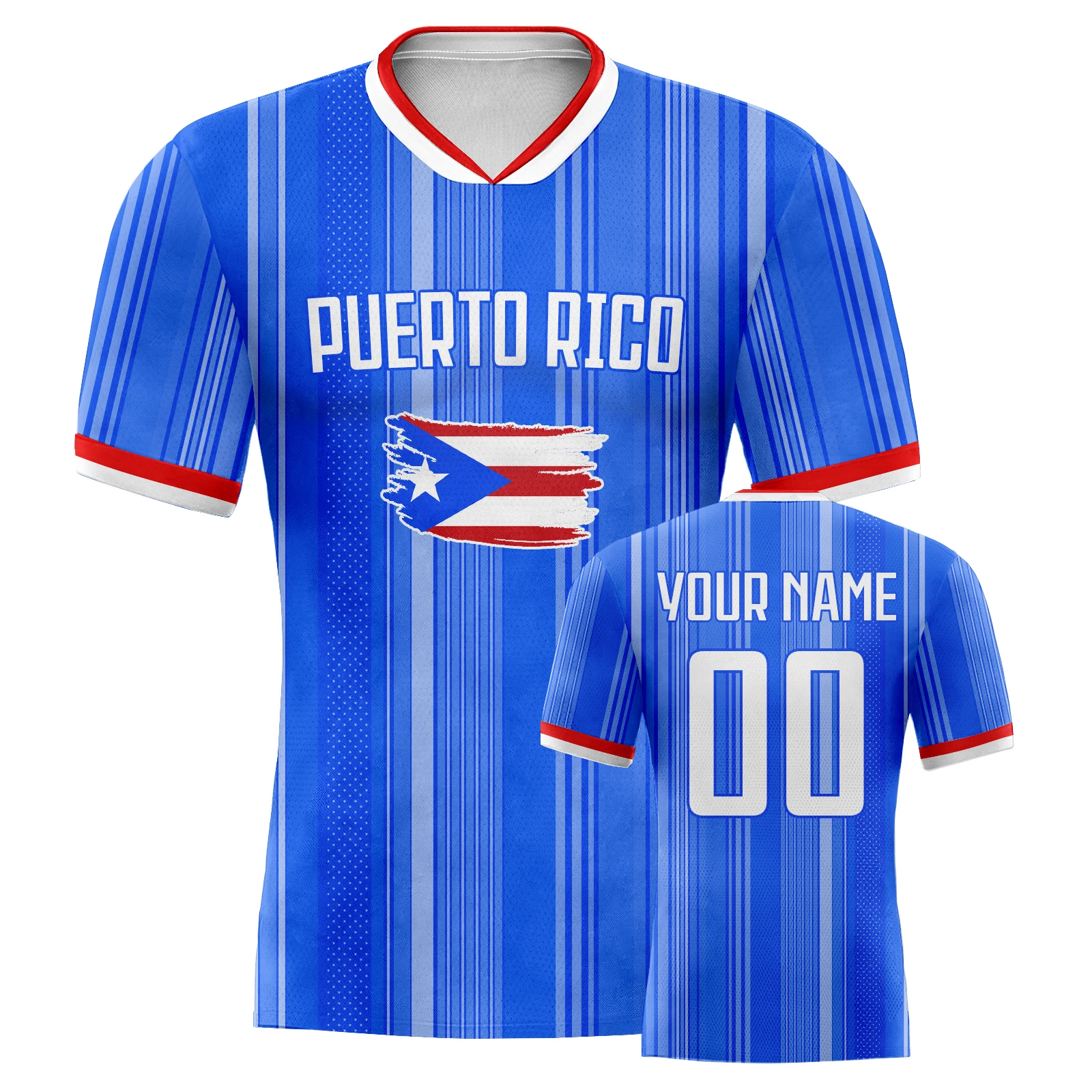 

Custom Puerto Rico Soccer Jersey Personalized Printed Name Number Football Team Shirt National Soccer Tee for Men Women Youth