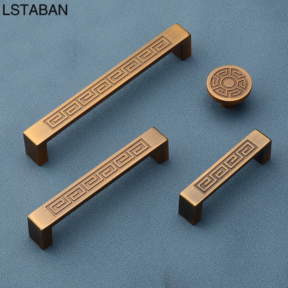 Chinese Style Ancient Gold Wardrobe Door Knob Zinc Alloy Simple Flush Knob Kitchen Cabinet Handle Furniture Cupboard Drawer Pull