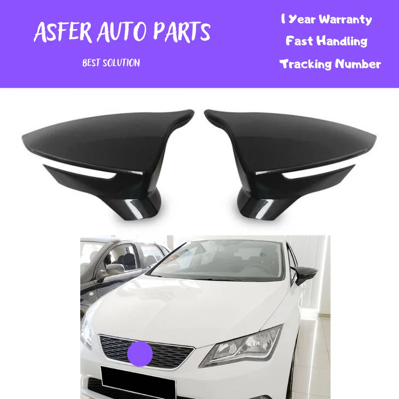 For Seat Leon 5F Batman Mirror Cover Piano Black ABS 2012 and Later High Quality Car Accessories Shipping From Turkey