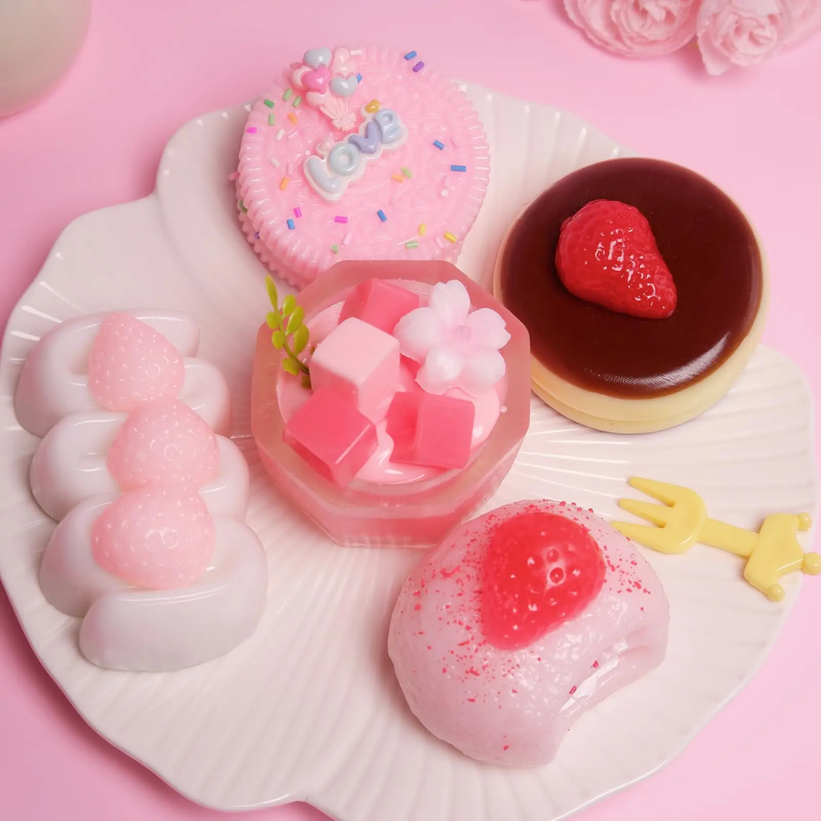 

Набор из 5 силиконовых игрушек-сквишей ручной работы в форме таба, ультрареалистичные игрушки-сквиши в виде печенья и десертов, антистрессовые игрушки-фиджеты в упаковке OPP