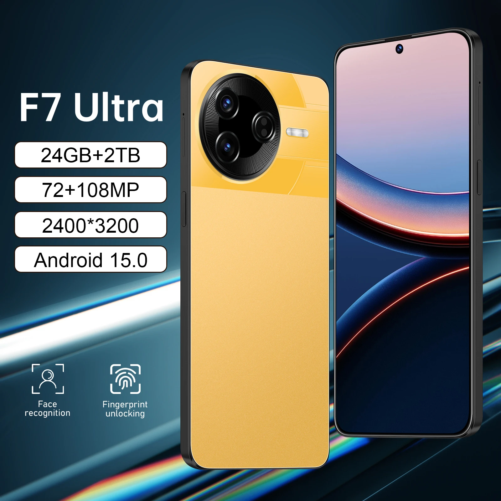 

ГОРЯЧИЙ 2025 Новый F7 Ultra 7.3HD Global Edition Оригинальная смарт-двойная карта с аккумулятором 7800 мАч Функция распознавания лиц