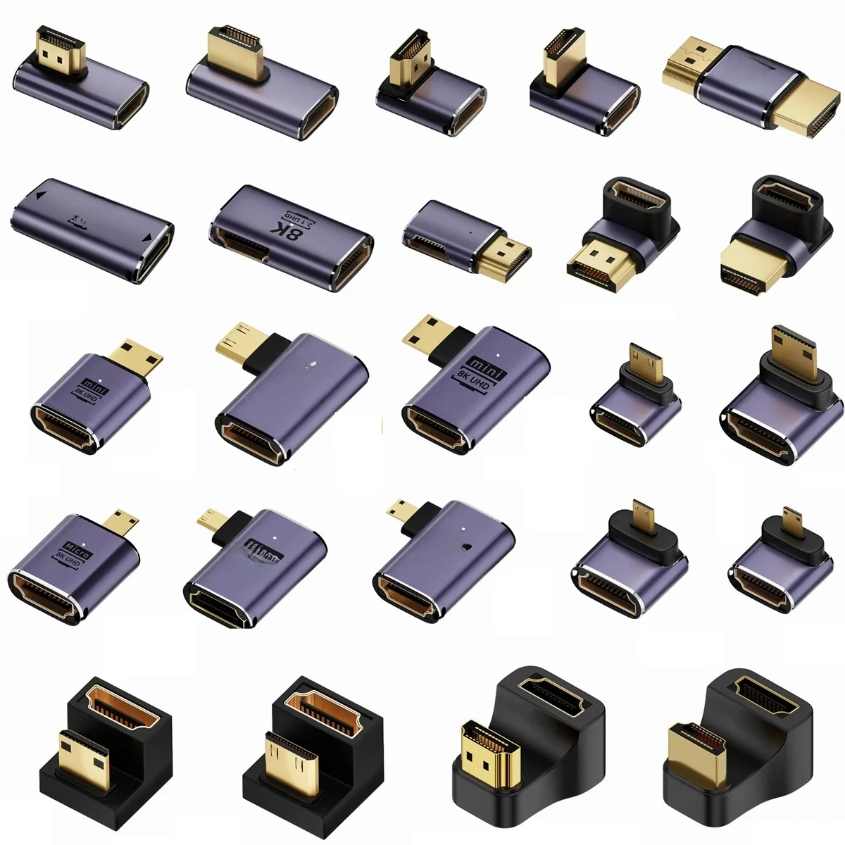 Adapter hdmi 90 stopni 8k 4k 120 Hz 270 stopni adapter kątowy hdmi 360 180 stopni mini konwerter MICRO hdmi na HDMI typu U — zdjęcie 2