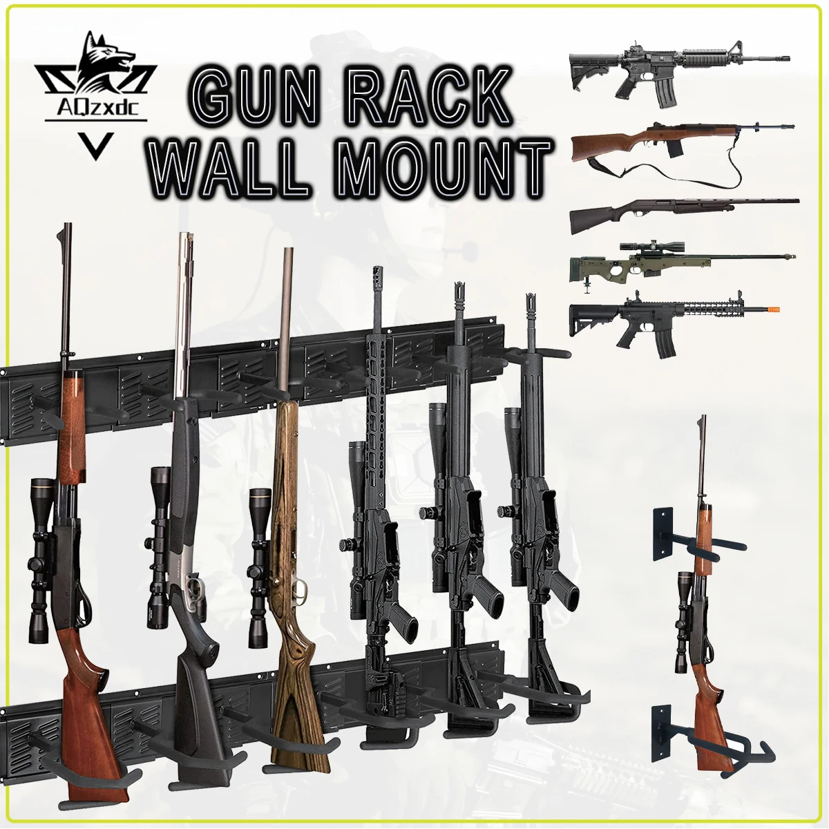 1 3 6 Slot Gun Rack Wall Mount Indoor Adjustable Metal Shotgun Stand Rack Vertical Display for Home Garage Hunting Gun Storage