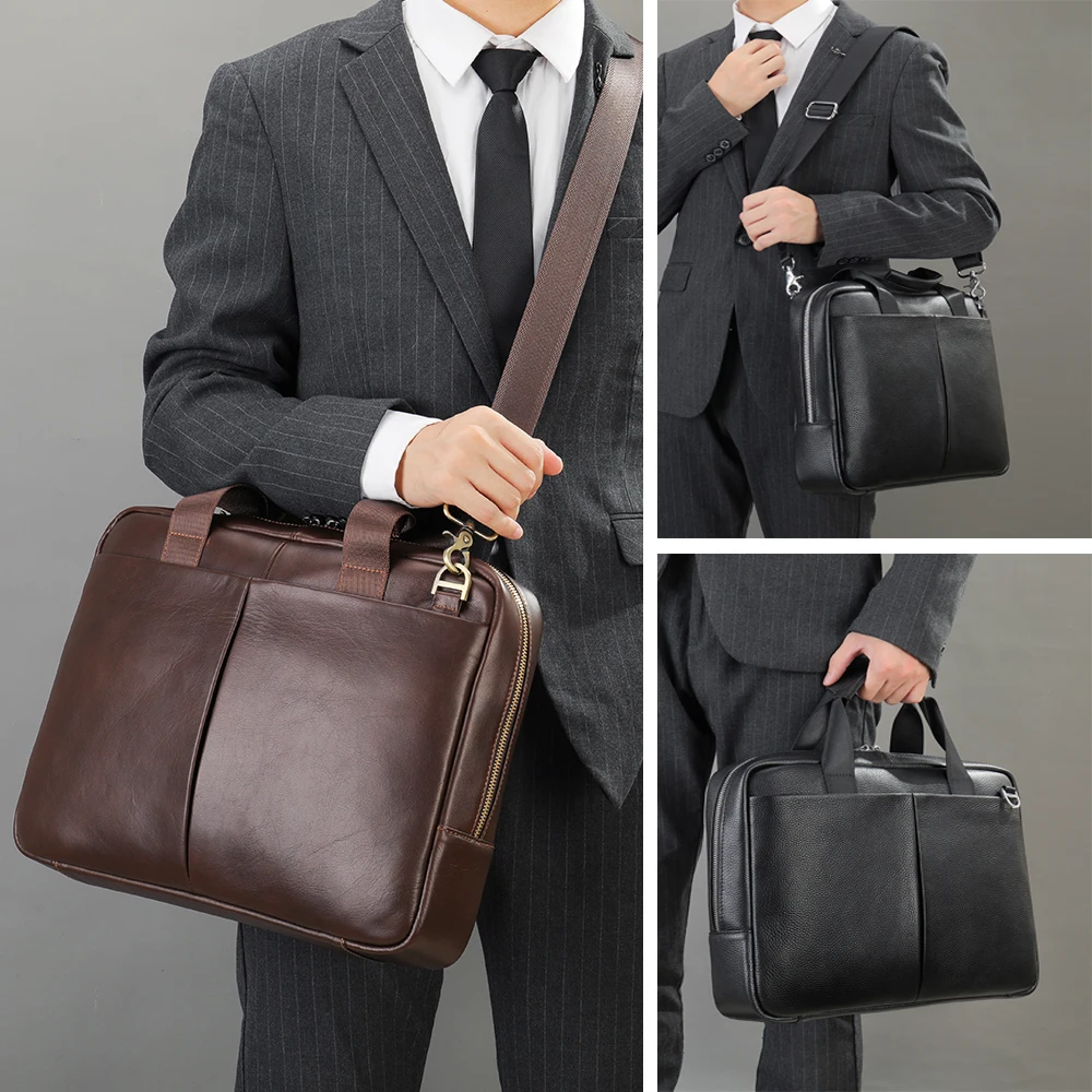 WESTAL Men Briefcase Bag Genuine Leather Shoulder Messenger Bags Office Handbag 14 inch Laptop bag Work Business Travel Bag