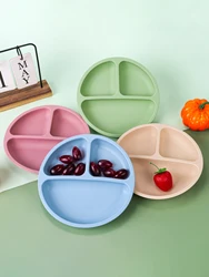 TYRY.HU 100% silicone baby feed compartmentalized meal tray, with small suction cup that can be firmly attached to the table