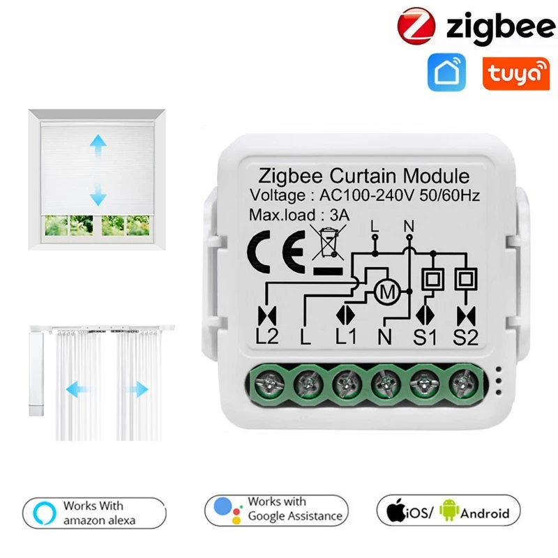 Zigbee Curtain Switch Module for Roller Shutter Blind Motor DIY  Home Tuya Smart APP Voice Control With Google Assistant Alexa