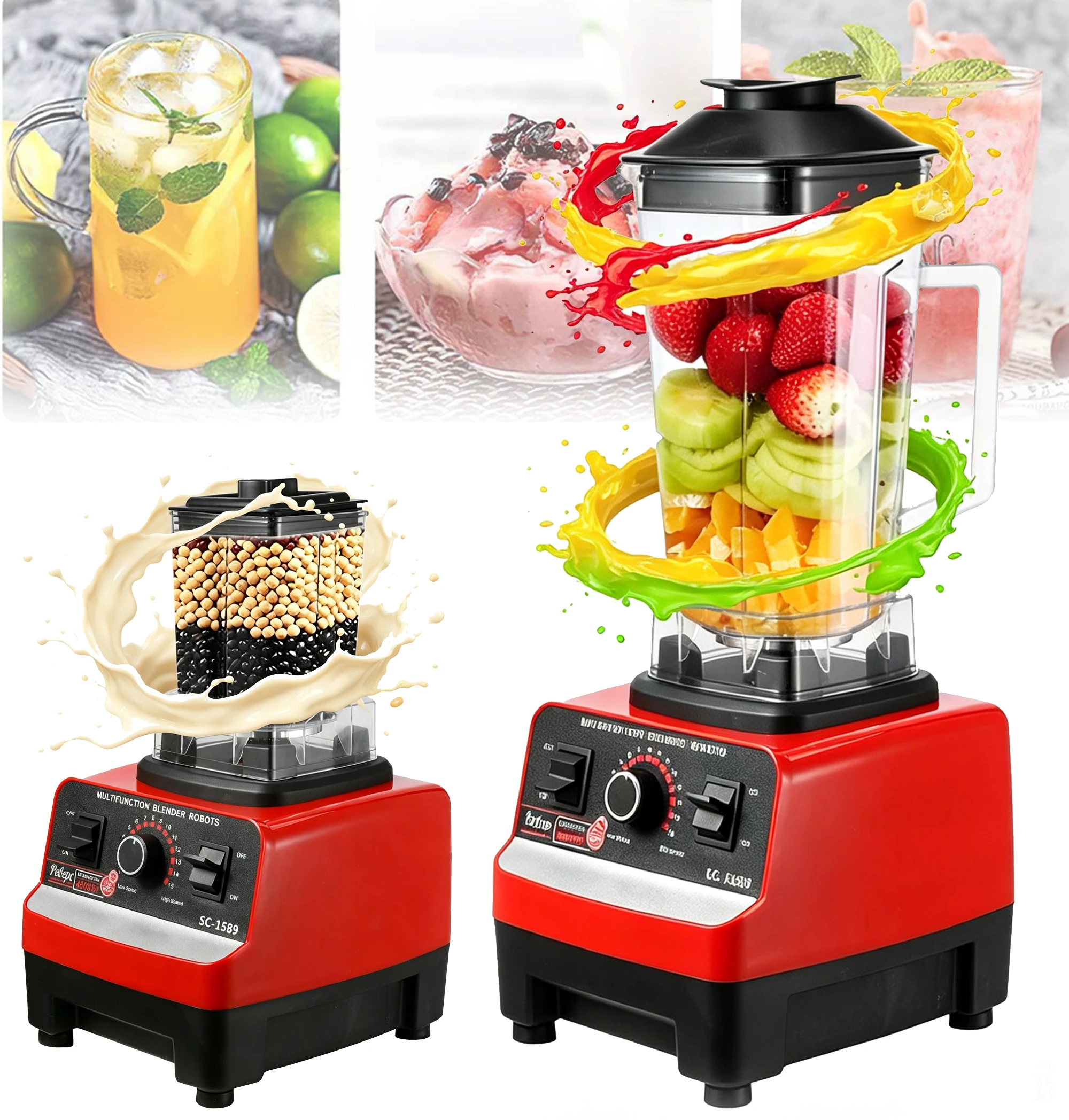DWiusty 2000W 2-in-1 Robuster Standmixer Geeignet für Lebensmittelverarbeitungsmaschinen Eiscreme-Smoothies Geeignet für Küchen-Entsafter