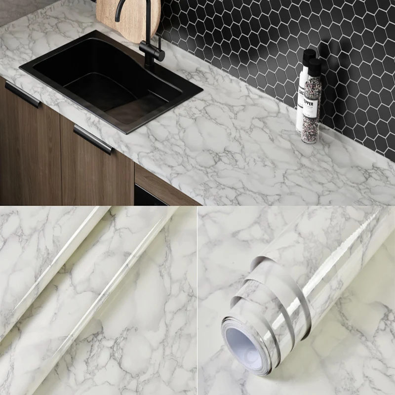 40 cm Marmor selbstklebende Tapete Badezimmer Küchenschrank Arbeitsplatte Kontaktpapier PVC wasserdichter Wandaufkleber