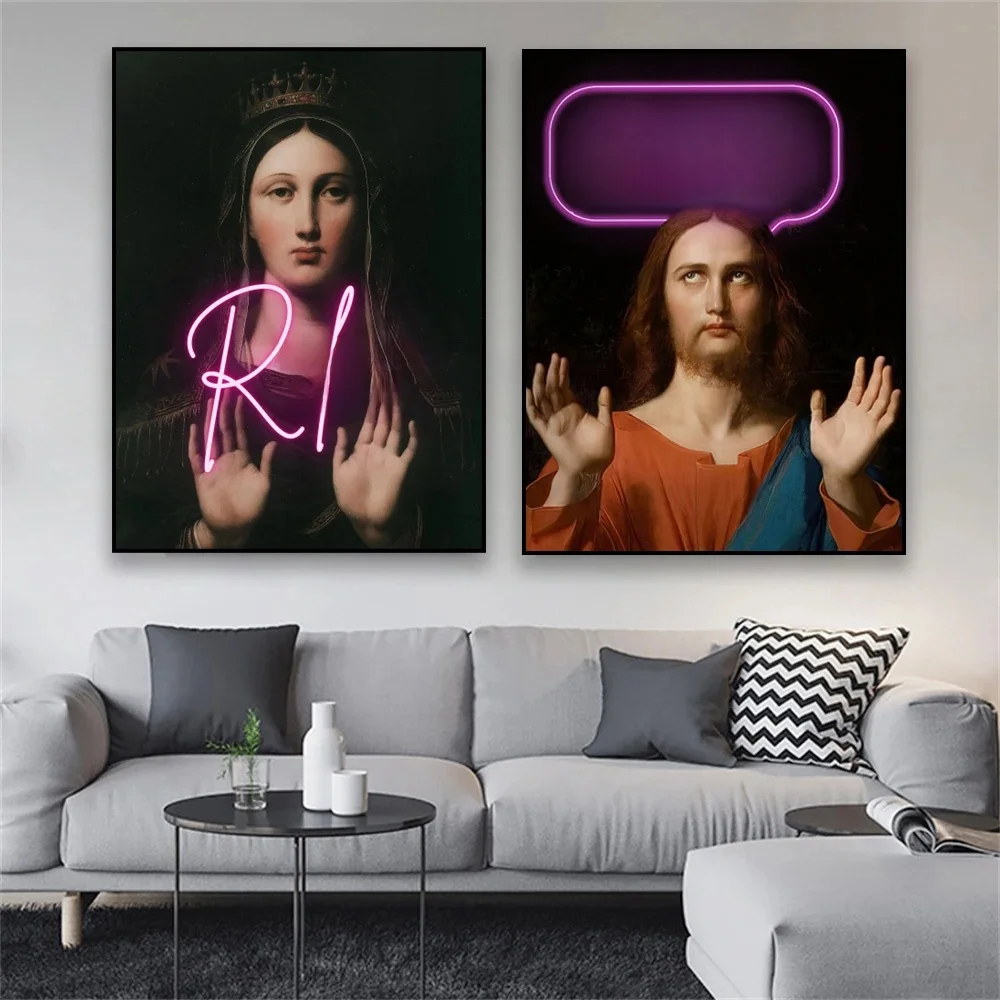 Śmieszne ciemny portret plakat Vintage Alter portret wystrój z nadrukiem Neon cytat Moody płótno artystyczne malarstwo galeria ozdoby do dekoracji wnętrz ścienne — zdjęcie 2