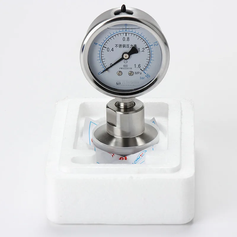 SS304 Stainless Steel Body SS316 Diaphragm Manometer Bar/psi 1.5 inch (50.5mm) 2\'\' (64mm) Tri Clamp Diaphragm Pressure Gauge