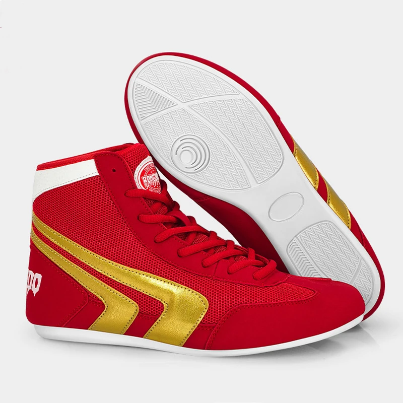 Wrestling Shoes for Men Women Breathable Mesh High Top Boxing Shoes Lightweight Non-slip Training Footwear with Ankle Support