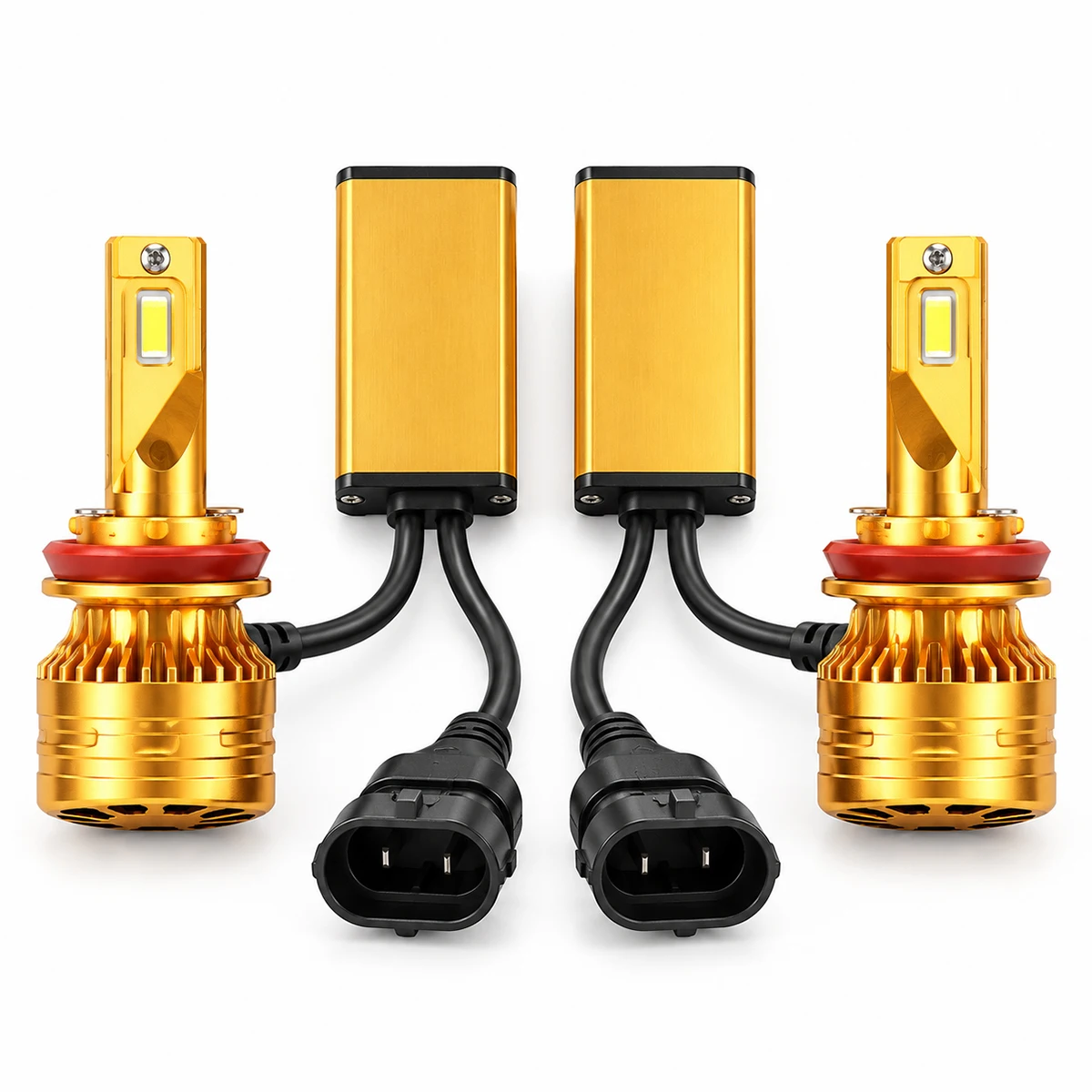 2 stuks 30W H11 LED-lampen, enkele lichtbundel, aluminium behuizing, externe driver, LED-koplampen voor auto's.